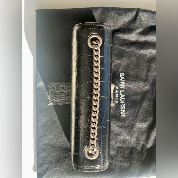 SOLD TO STORE 5A Saint Laurent YSL 100% AUTH Kate Chain Bag In Croc-Embossed - Picture 6 of 13